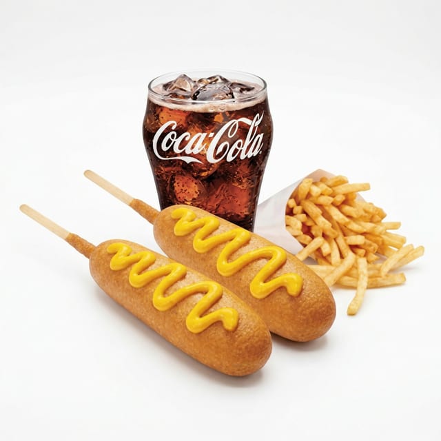 #2 Combo-Two Corn Dogs, Small Fries, Small Soda..