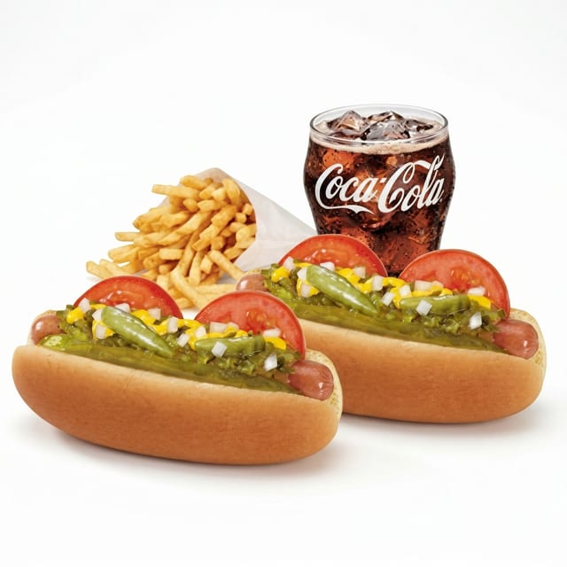 #6 Combo-Two Chicago Dogs, Small Fries, Small Soda..