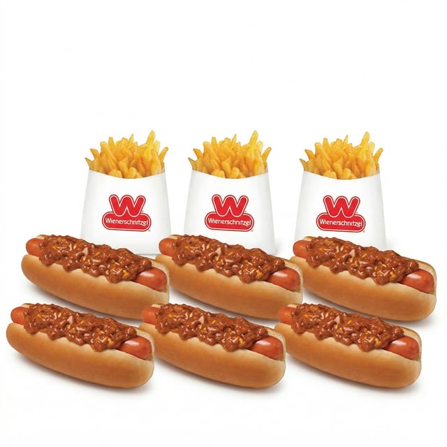 #14 Combo-6xChili Dogs and 3xMedium Fries.