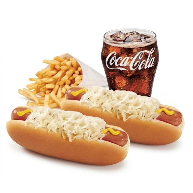 #5 Combo-Two Kraut Dogs, Small Fries, Small Soda..