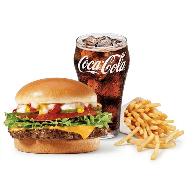 #10 Combo-One Deluxe Cheeseburger, Small Fries, Small Soda..