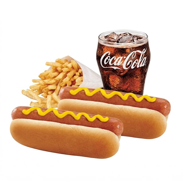 #4 Combo-Two Mustard Dogs, Small Fries, Small Soda..