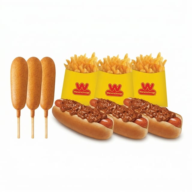 #13 Combo 3xChili Dogs, 3xCorn Dogs, and 3xSmall Fries..